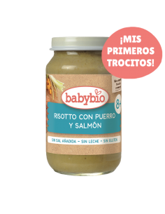 Trocitos de Risotto con Puerros y Salmón