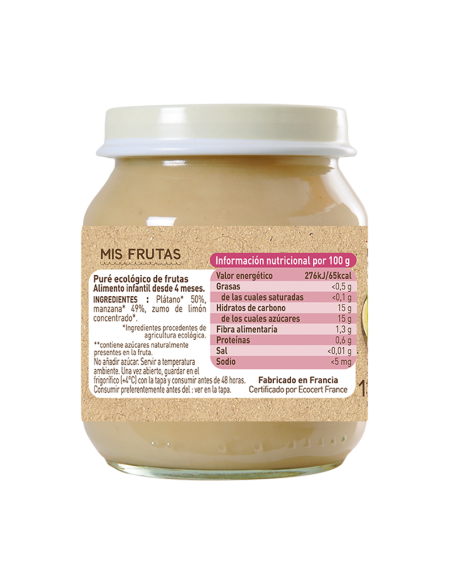 Tarrito Plátano y Manzana