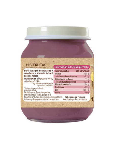 Pote de maçã e mirtilo