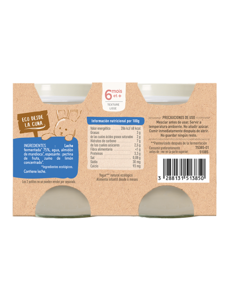 Yogur natural con leche de vaca