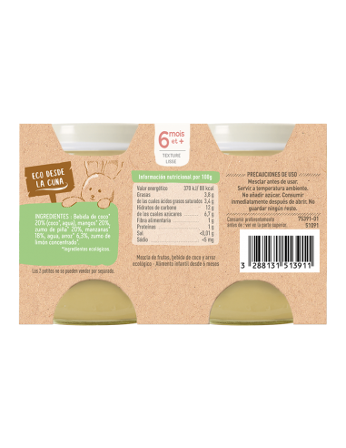 Postre Coco, Mango y Manzana – 100% Vegetal