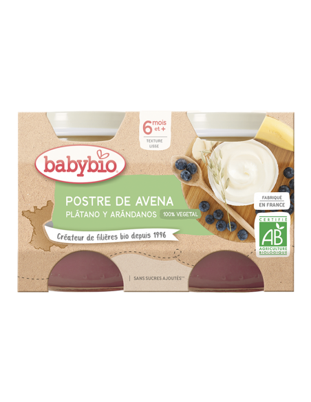 POSTRE DE AVENA, Plátano y Arándanos – 100% Vegetal.
