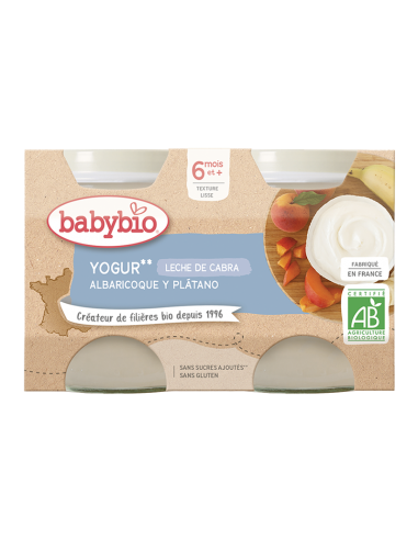 Yogur de albaricoque y plátano con leche de cabra