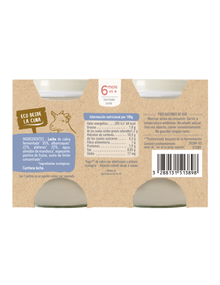 Yogur de albaricoque y plátano con leche de cabra Yogur de albaricoque y plátano con leche de cabra