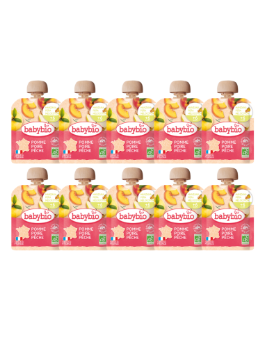 Pack 10x Pouch Manzana, Pera y Melocotón