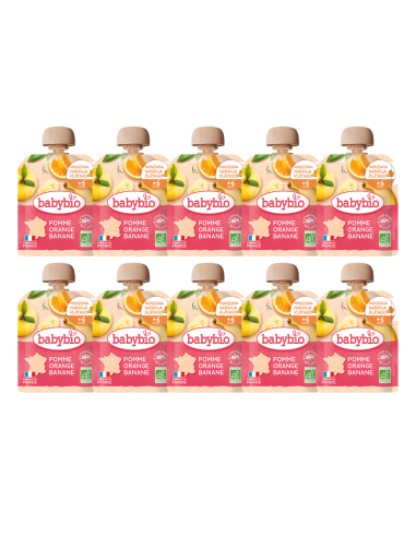 Pack 10x Pouch Manzana Naranja Plátano