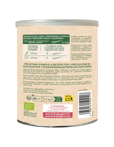 5 Cereales con Cacao Trasera