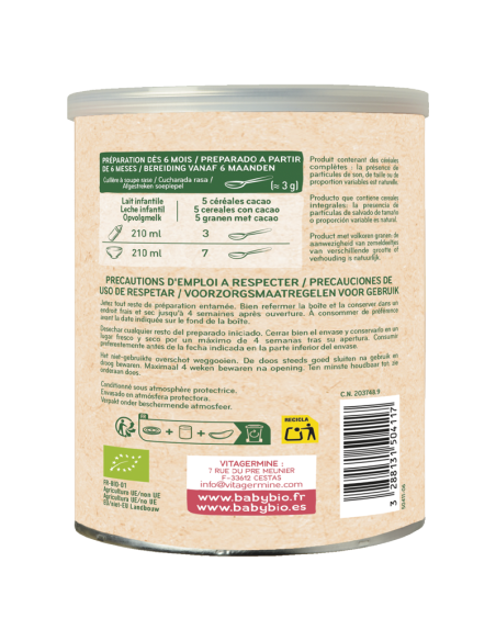 5 Cereales con Cacao Trasera 5 Cereales con Cacao Trasera