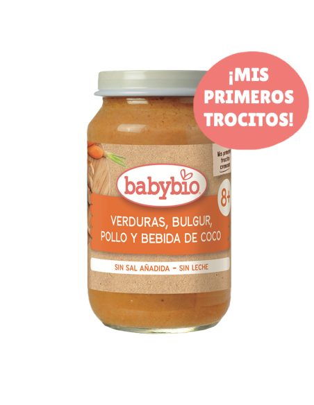 Trocitos Verduras, Bulgur, Pollo y bebida de Coco
